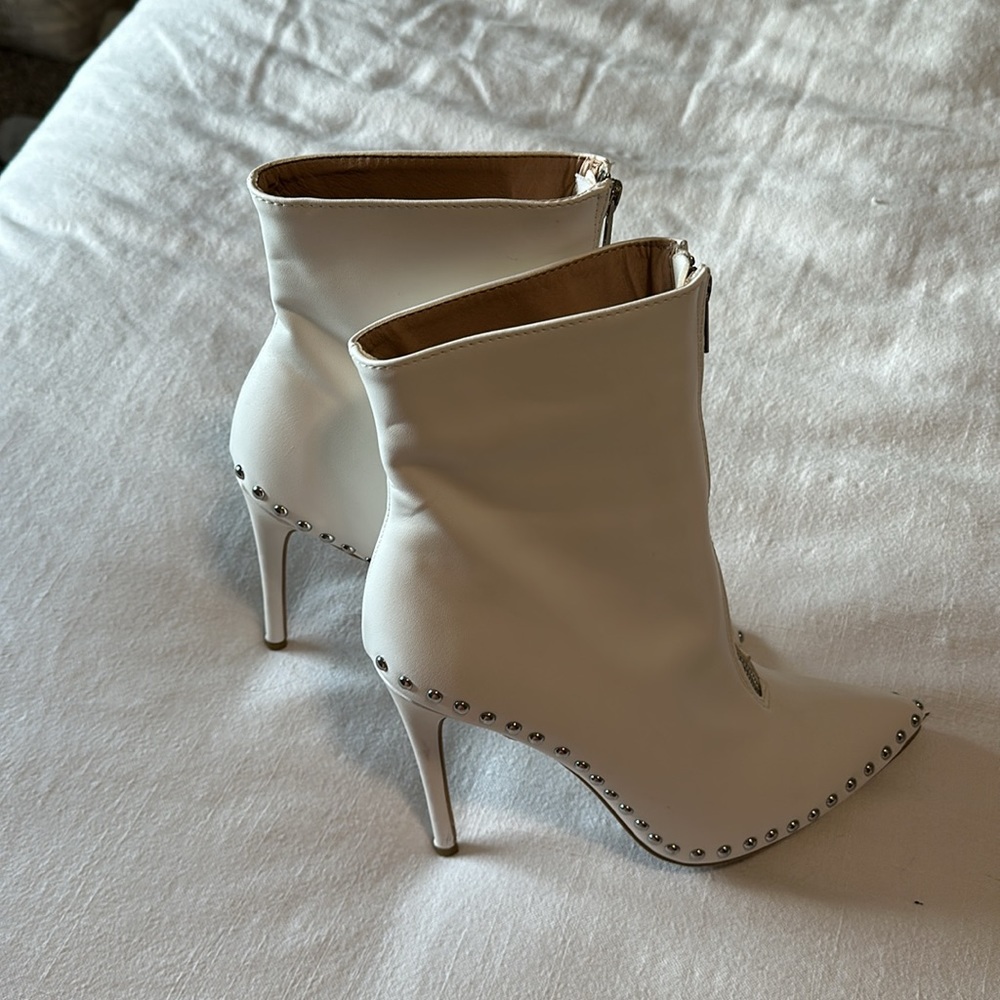White studded boots